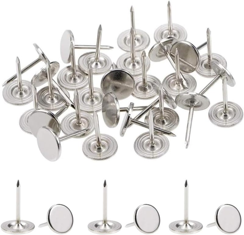 SANEMBER 100pcs Upholstery Thumb Tacks for Wall,7/16 Inch Wood Thumb Tacks,Upholstery Tacks Decorative for Wood,Sofa, Door, Jewelry Box (Silver) - Image 1